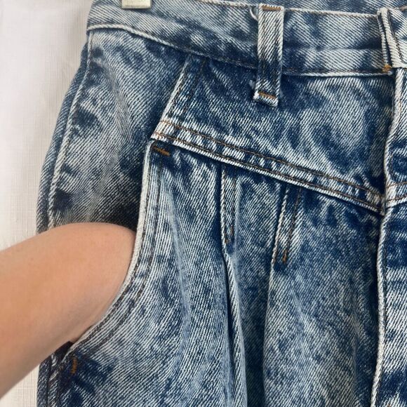 Chic VTG Y2K Acid Wash Pleated‎ Front Denim Jeans Size 8* (0-2 SMALL)* Retro 80s - Picture 5 of 11